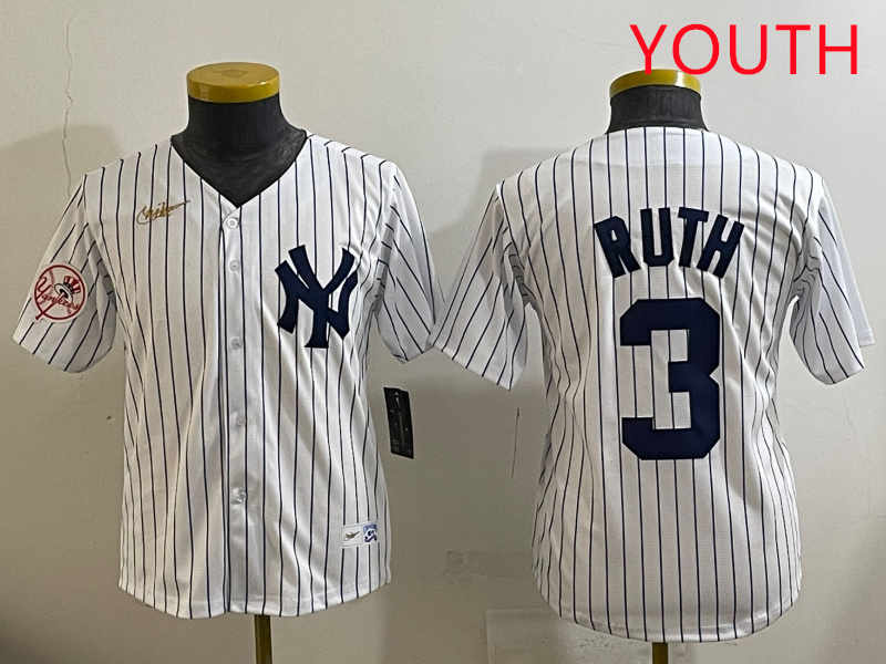 Youth New York Yankees #3 Ruth White 2025 Nike MLB jersey style 30